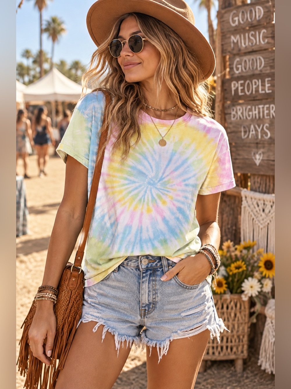 LNA Pastel Tie Dye Spiral Cotton Tee XS Made in California